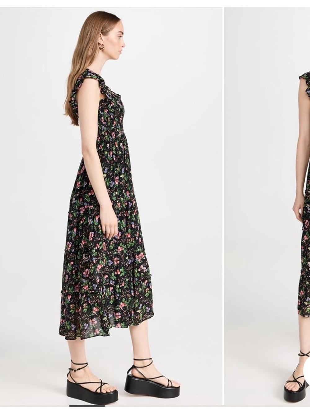 Hill House Ellie Nap Dress in black floral print, size M - Picture 3 of 12